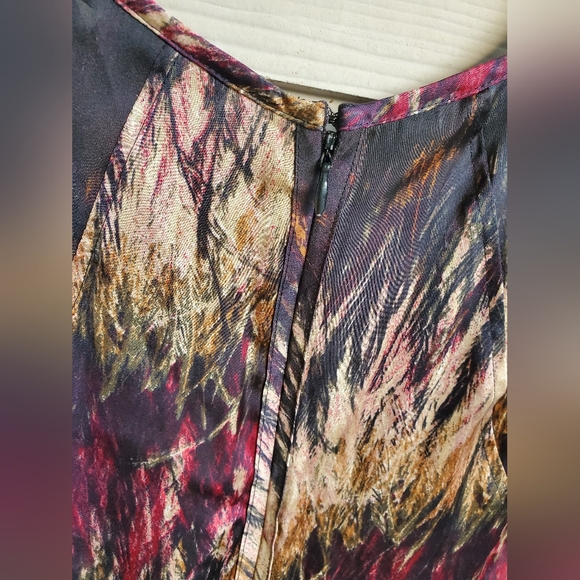 Kenneth Cole Boho Multicolored Satin V-neck Knee-length Casual Summer Dress - Picture 14 of 16